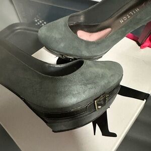 Paris Hilton Dark Gray Platform Heels